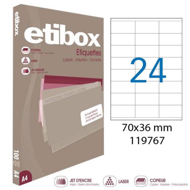 Etikety univerzální 70x36mm Etibox A4 100 archů