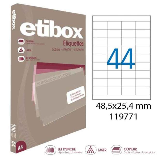 Etikety univerzální 48,5x25,4mm Etibox A4 100 archů
