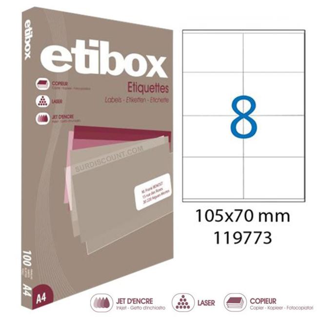 Etikety univerzální 105x70mm Etibox A4 100 archů