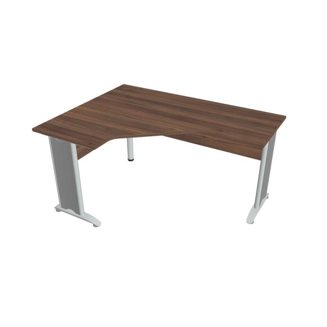 Pracovní stůl Cross, ergo, pravý, 160x75,5x120 cm, ořech/kov