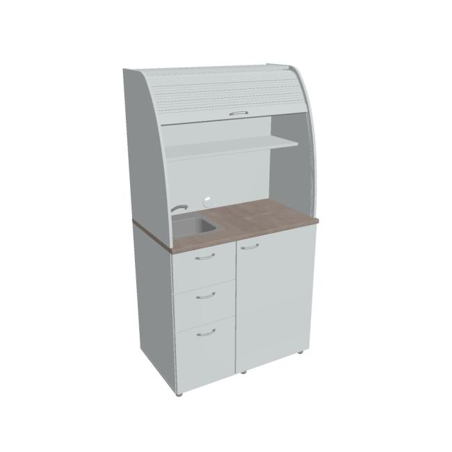 Kuchyňka s dřezem a baterií levá, 100x189,1x60 cm, šedá/šedá