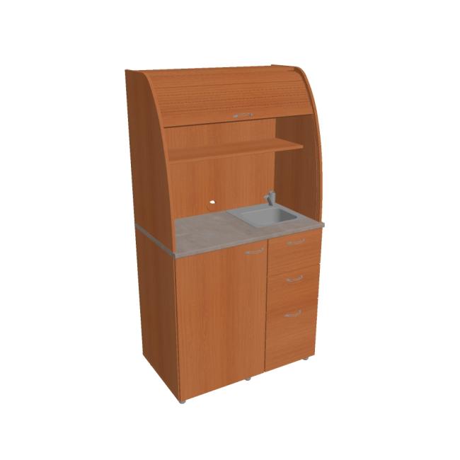 Kuchyňka s dřezem a baterií pravá, 100x189,1x60 cm, třešeň/třešeň