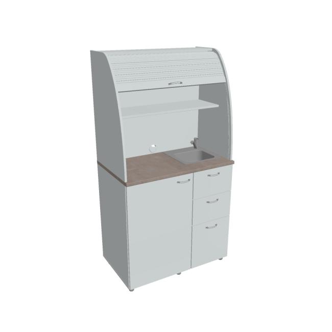 Kuchyňka s dřezem a baterií pravá, 100x189,1x60 cm, šedá/šedá