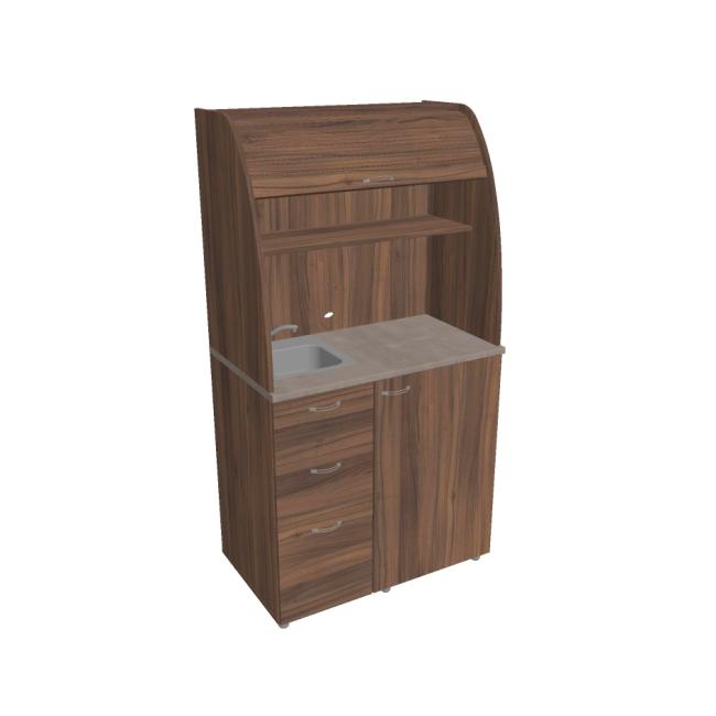 [ON450777] Kuchyňka s dřezem, baterií a lednicí levá, 100x189,1x60 cm, ořech/ořech