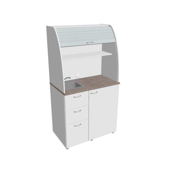 [ON450799] Kuchyňka s dřezem, baterií a lednicí levá, 100x189,1x60 cm, bílá/bílá