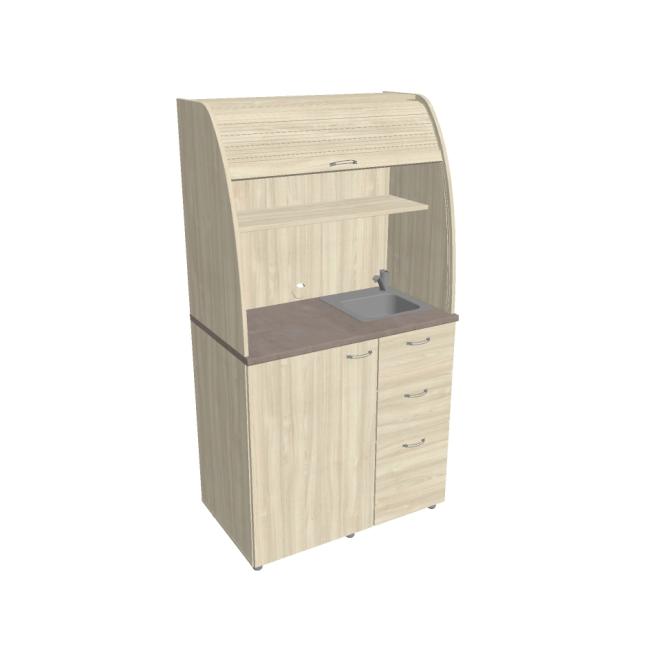 Kuchyňka s dřezem, baterií a lednicí pravá, 100x189,1x60 cm, akát/akát