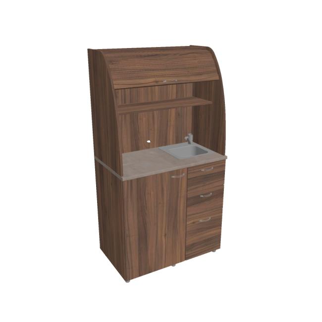 [ON450877] Kuchyňka s dřezem, baterií a lednicí pravá, 100x189,1x60 cm, ořech/ořech