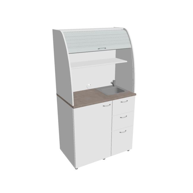 [ON450899] Kuchyňka s dřezem, baterií a lednicí pravá, 100x189,1x60 cm, bílá/bílá