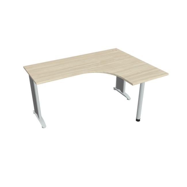 Pracovní stůl Flex, ergo, levý, 160x75,5x120 (60x60) cm, akát/kov