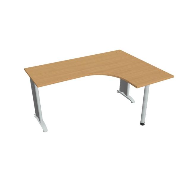 Pracovní stůl Flex, ergo, levý, 160x75,5x120 (60x60) cm, buk/kov