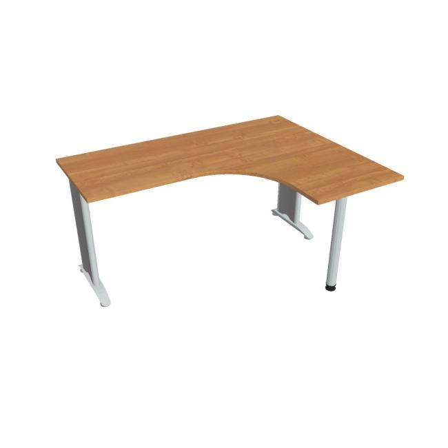 Pracovní stůl Flex, ergo, levý, 160x75,5x120 (60x60) cm, olše/kov