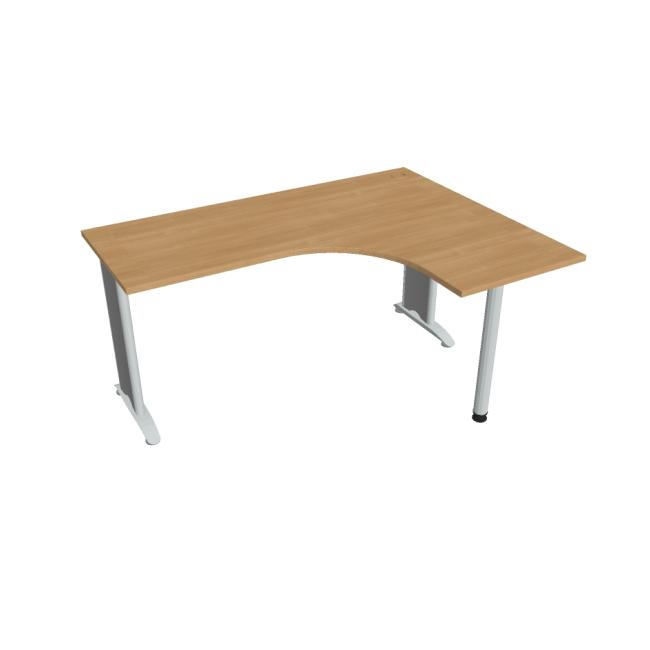 Pracovní stůl Flex, ergo, levý, 160x75,5x120 (60x60) cm, dub/kov