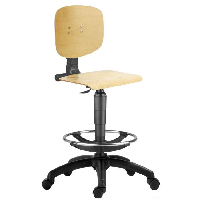 Pracovní židle 1290 L MEK z bukové překližky, extend + kolečka
