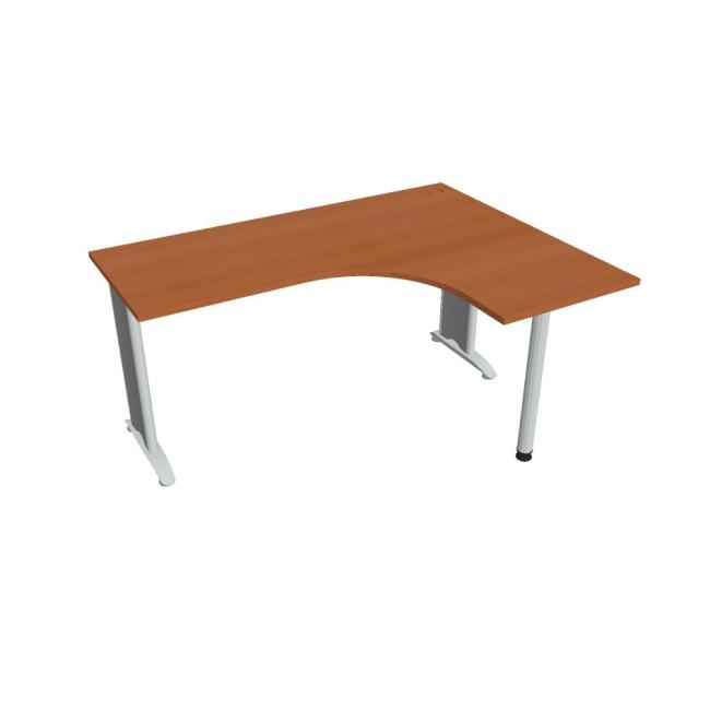 Pracovní stůl Flex, ergo, levý, 160x75,5x120 (60x60) cm, třešeň/kov