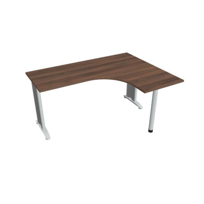 Pracovní stůl Flex, ergo, levý, 160x75,5x120 (60x60) cm, ořech/kov