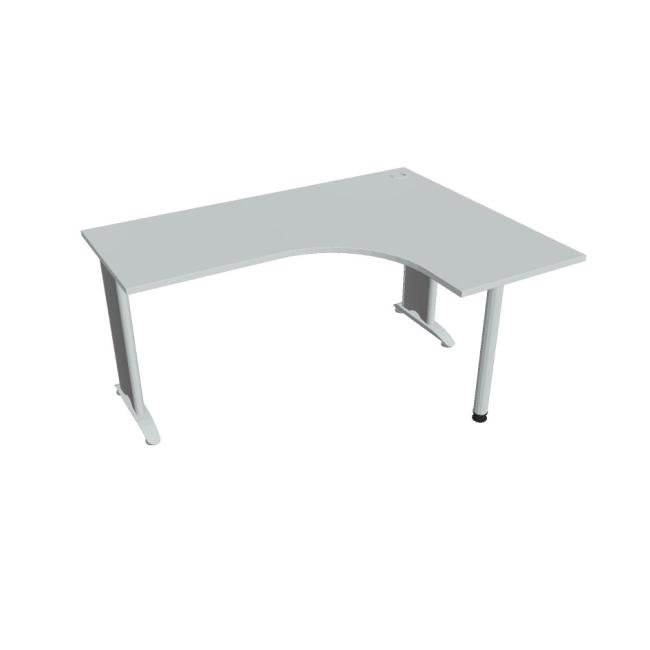 Pracovní stůl Flex, ergo, levý, 160x75,5x120 (60x60) cm, šedá/kov