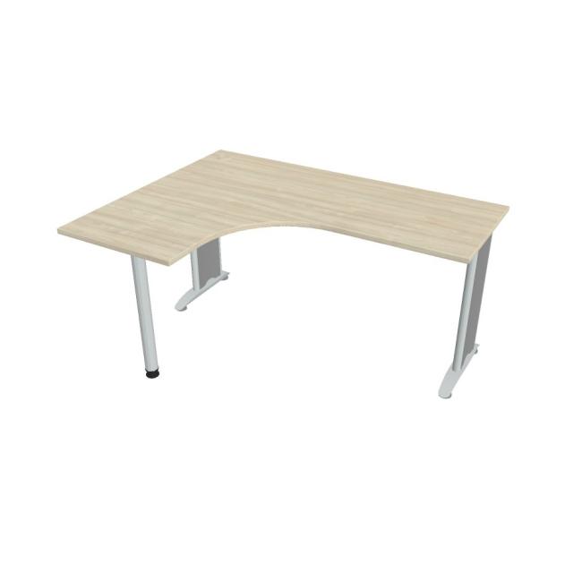 Pracovní stůl Flex, ergo, pravý, 160x75,5x120 (60x60) cm, akát/kov