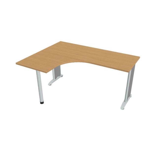 Pracovní stůl Flex, ergo, pravý, 160x75,5x120 (60x60) cm, buk/kov
