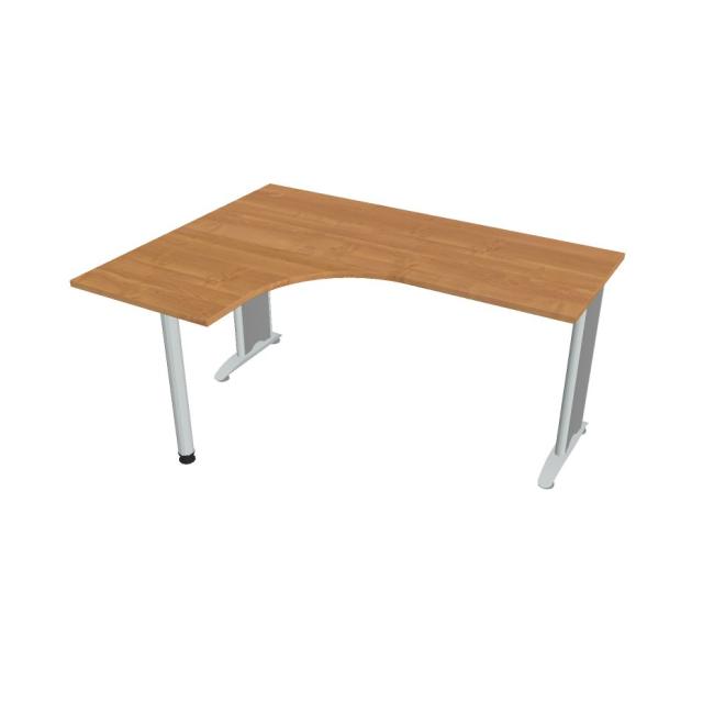Pracovní stůl Flex, ergo, pravý, 160x75,5x120 (60x60) cm, olše/kov
