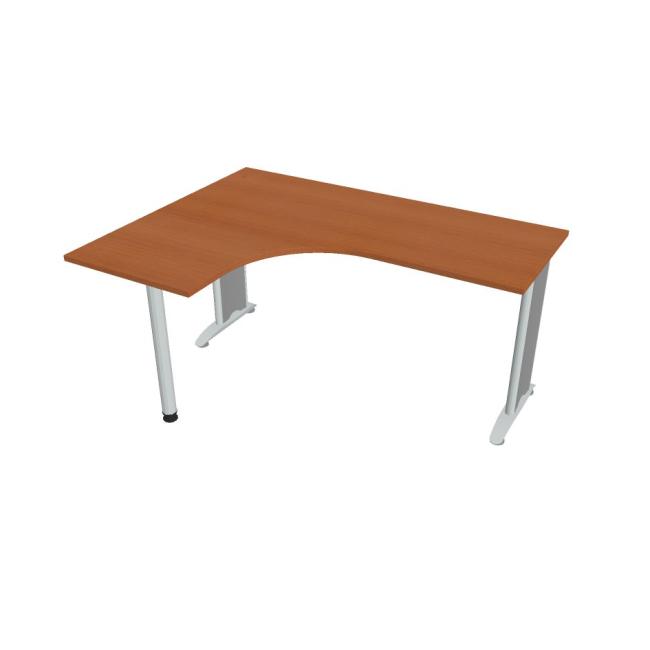 Pracovní stůl Flex, ergo, pravý, 160x75,5x120 (60x60) cm, třešeň/kov