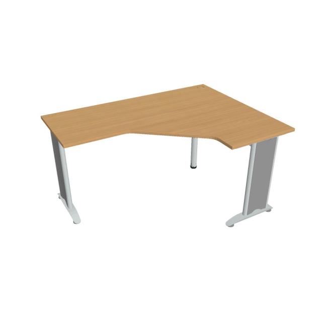 Pracovní stůl Flex, ergo, levý, 160x75,5x120 (60x60) cm, buk/kov