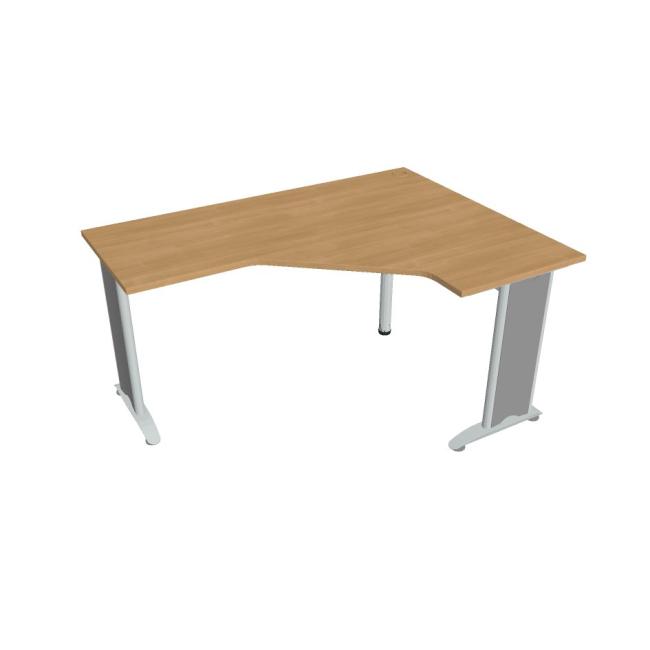 Pracovní stůl Flex, ergo, levý, 160x75,5x120 (60x60) cm, dub/kov