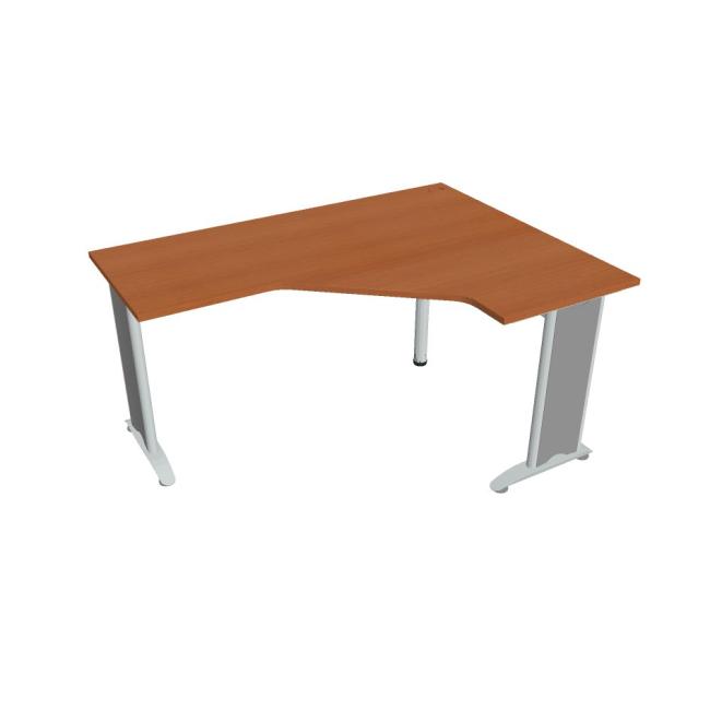 Pracovní stůl Flex, ergo, levý, 160x75,5x120 (60x60) cm, třešeň/kov