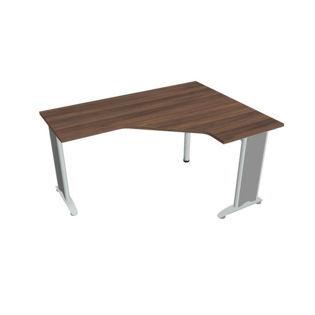 Pracovní stůl Flex, ergo, levý, 160x75,5x120 (60x60) cm, ořech/kov