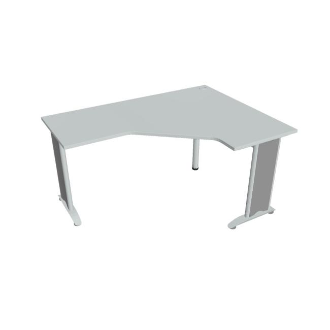 Pracovní stůl Flex, ergo, levý, 160x75,5x120 (60x60) cm, šedá/kov