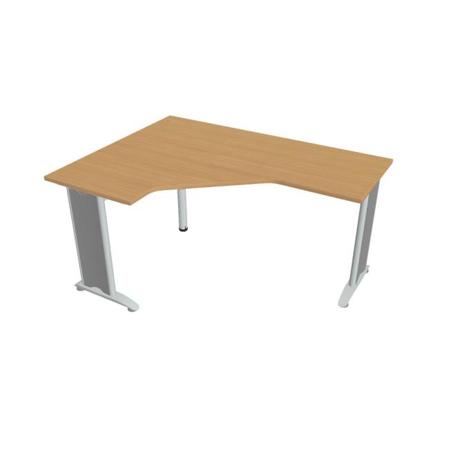 Pracovní stůl Flex, ergo, pravý, 160x75,5x120 (60x60) cm, buk/kov
