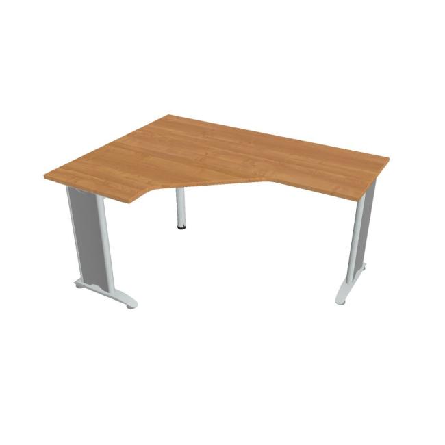 Pracovní stůl Flex, ergo, pravý, 160x75,5x120 (60x60) cm, olše/kov