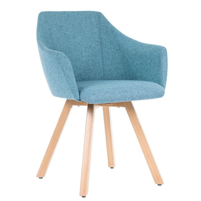 Čalouněné křeslo Wind Wood, dřevěné nohy, látka VIS021 modrá