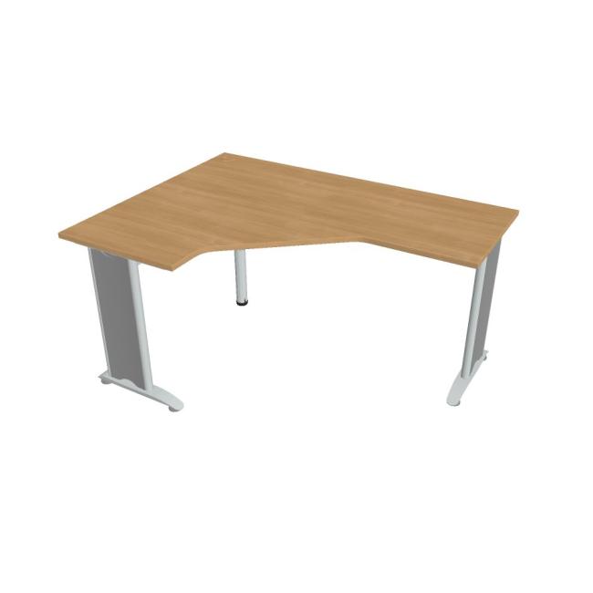 Pracovní stůl Flex, ergo, pravý, 160x75,5x120 (60x60) cm, dub/kov