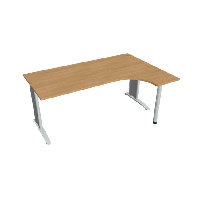 Pracovní stůl Flex, ergo, levý, 180x75,5x120 (80x40) cm, dub/kov
