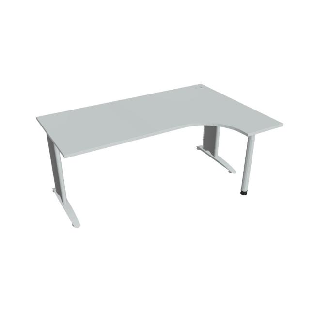 Pracovní stůl Flex, ergo, levý, 180x75,5x120 (80x40) cm, šedá/kov