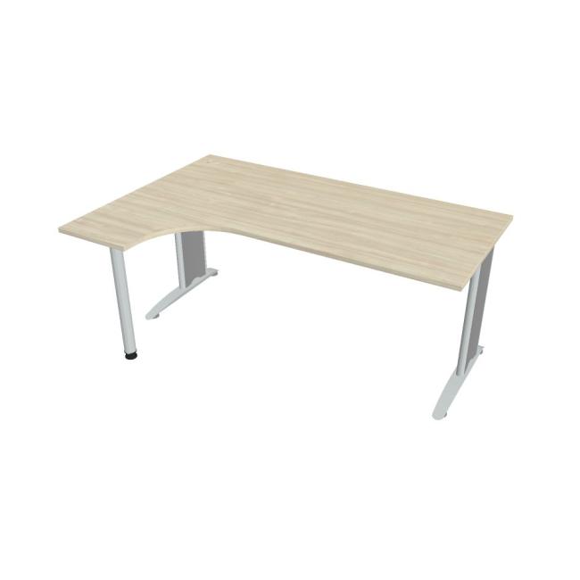Pracovní stůl Flex, ergo, pravý, 180x75,5x120 (40x80) cm, akát/kov