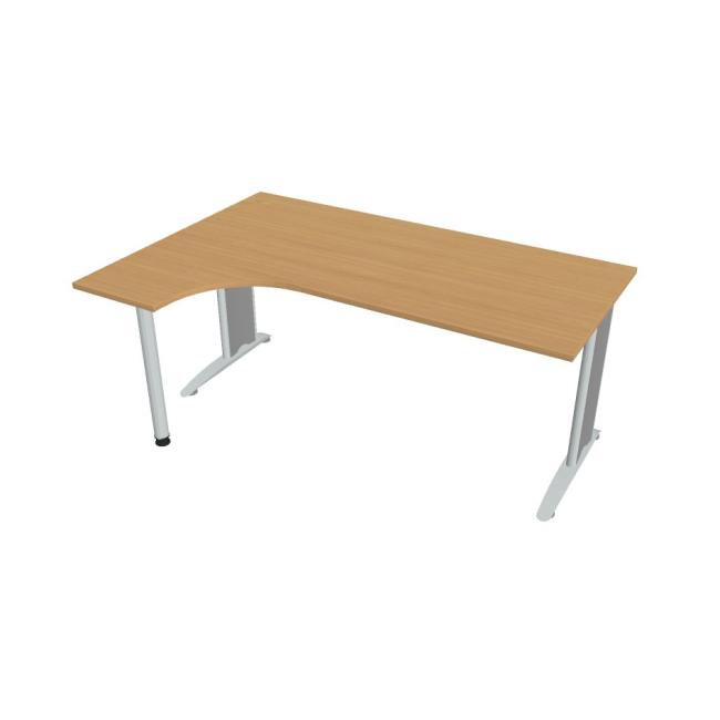 Pracovní stůl Flex, ergo, pravý, 180x75,5x120 (40x80) cm, buk/kov