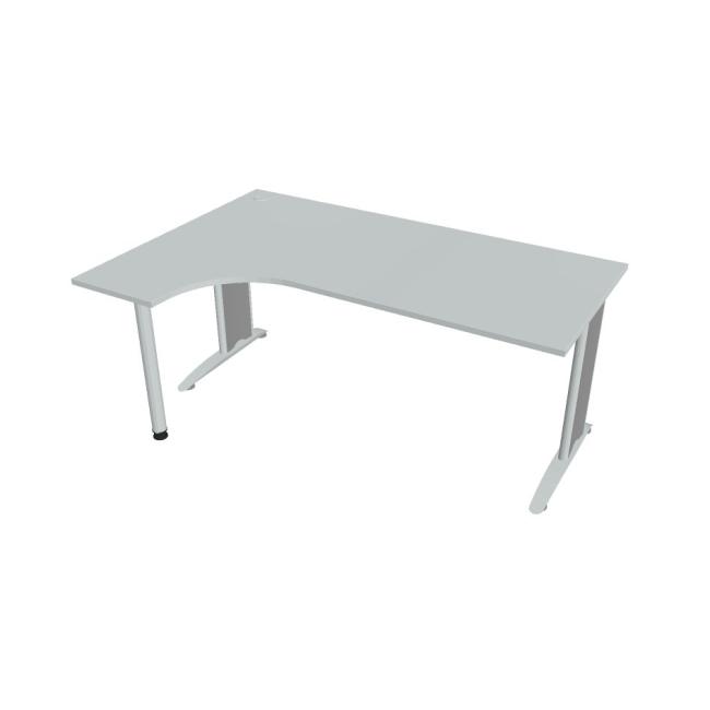 Pracovní stůl Flex, ergo, pravý, 180x75,5x120 (40x80) cm, šedá/kov