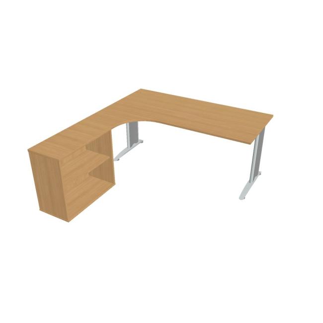 Pracovní stůl Flex, ergo, pravý, 180x75,5x200,0 (40x80) cm, buk/kov