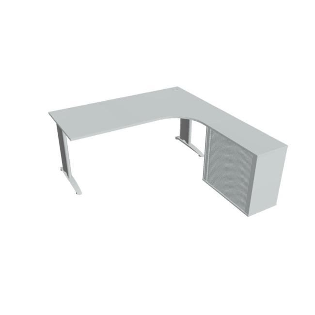 Pracovní stůl Flex, ergo, levý, 180x75,5x200,0 (80x40) cm, šedá/kov
