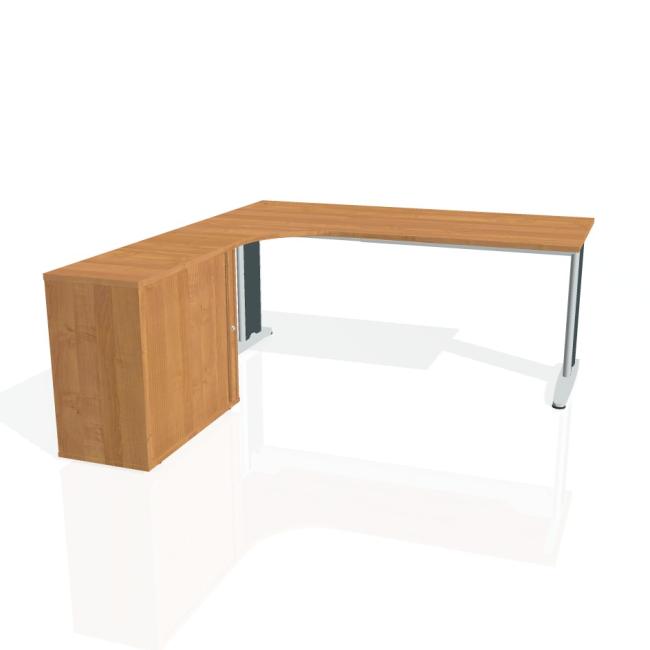 Pracovní stůl Flex, ergo, pravý, 180x75,5x200,0 (40x80) cm, olše/kov