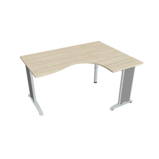 Pracovní stůl Flex, ergo, levý, 160x75,5x120 (80x60) cm, akát/kov