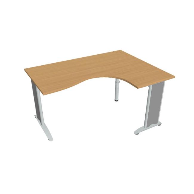 Pracovní stůl Flex, ergo, levý, 160x75,5x120 (80x60) cm, buk/kov
