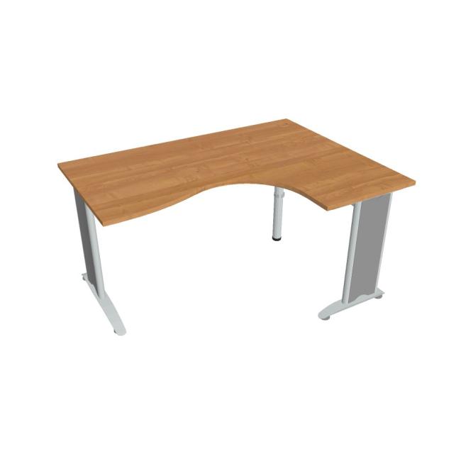 Pracovní stůl Flex, ergo, levý, 160x75,5x120 (80x60) cm, olše/kov