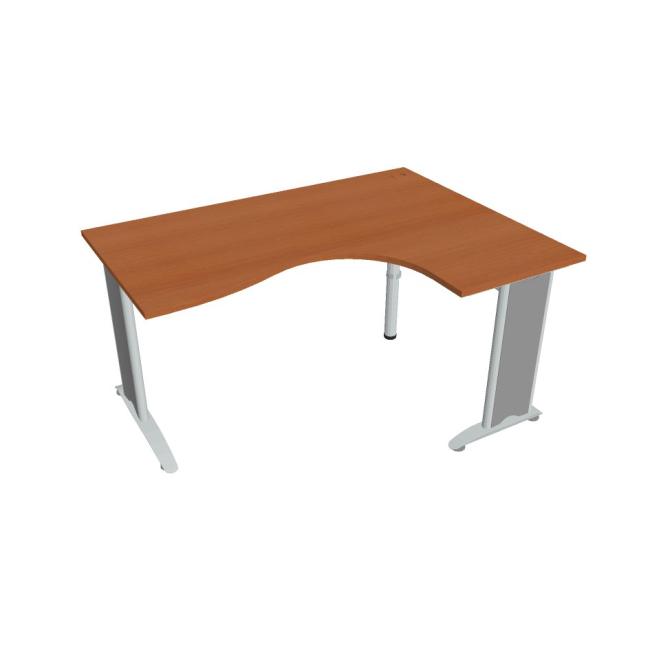 Pracovní stůl Flex, ergo, levý, 160x75,5x120 (80x60) cm, třešeň/kov