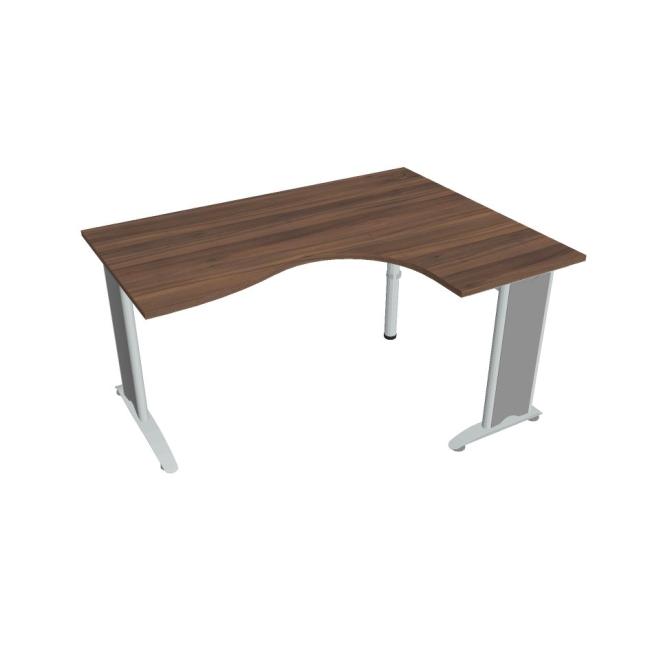Pracovní stůl Flex, ergo, levý, 160x75,5x120 (80x60) cm, ořech/kov