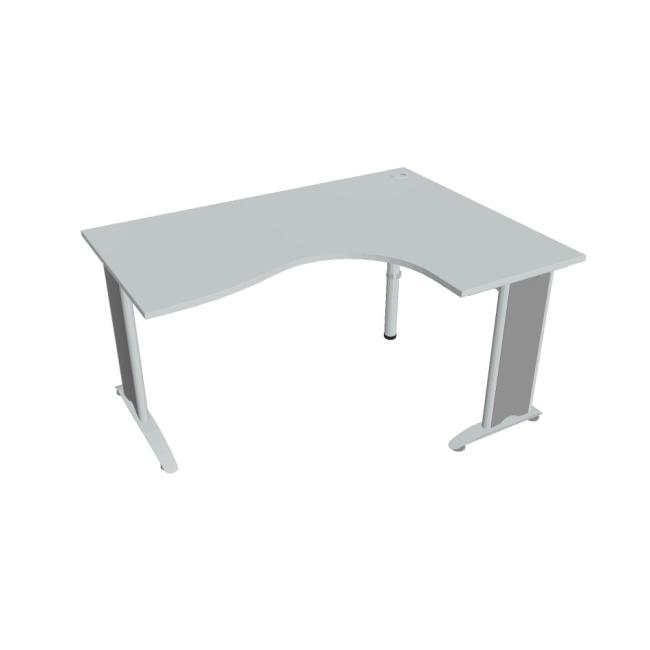 Pracovní stůl Flex, ergo, levý, 160x75,5x120 (80x60) cm, šedá/kov