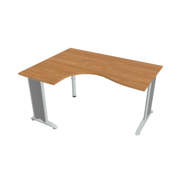 Pracovní stůl Flex, ergo, pravý, 160x75,5x120 (60x80) cm, olše/kov