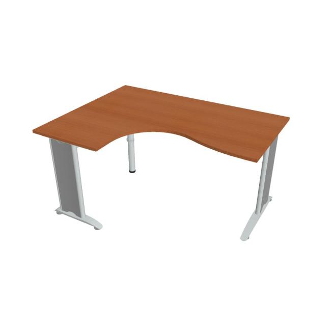 Pracovní stůl Flex, ergo, pravý, 160x75,5x120 (60x80) cm, třešeň/kov