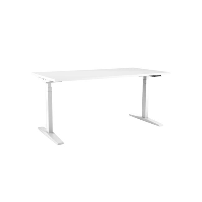 Výškově nastavitelný stůl BASIC, 1-motorový, 138x80 cm, podnož bílá + deska bílá